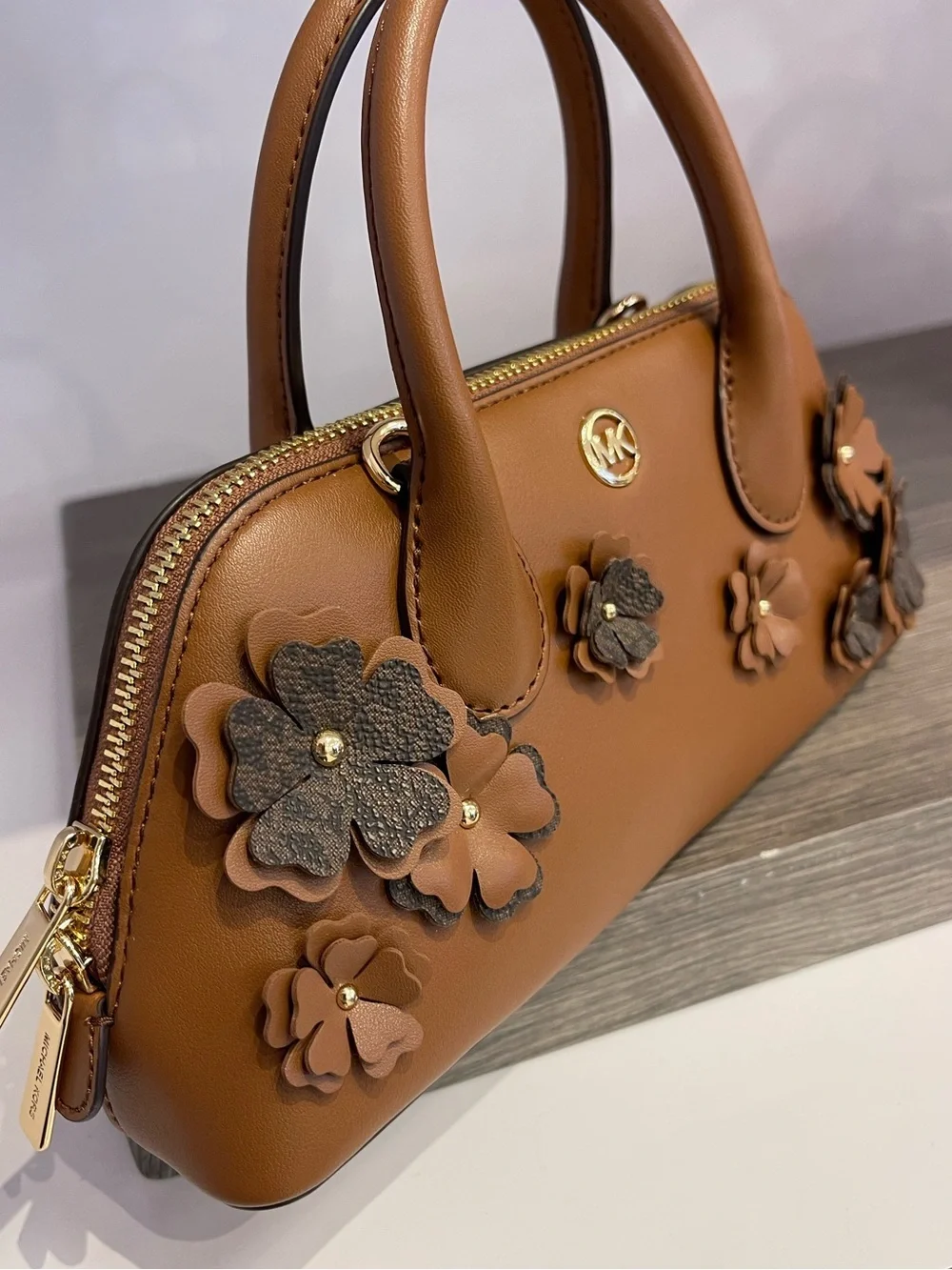 MICHAEL KORS Petra Sm Signature Logo Floral Embellished Crossbody Luggage  NWT